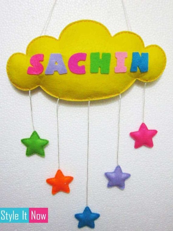 Felt Cloud Name Wall Hanging with Stars
