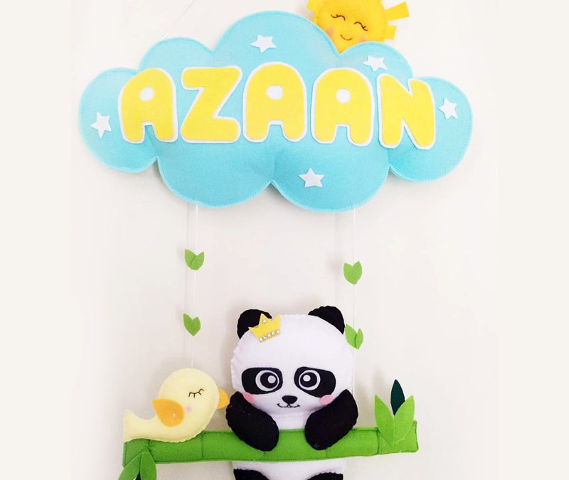 Cute Felt Panda Name Hanging